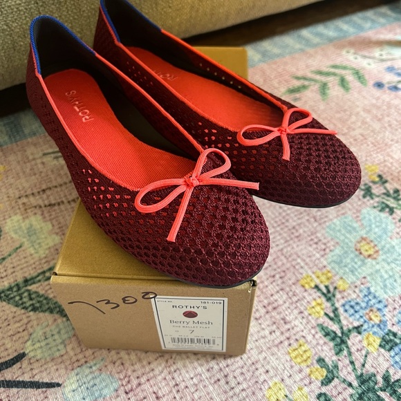 Rothy's Shoes - Rothy's Berry Mesh Flats with Red Accents